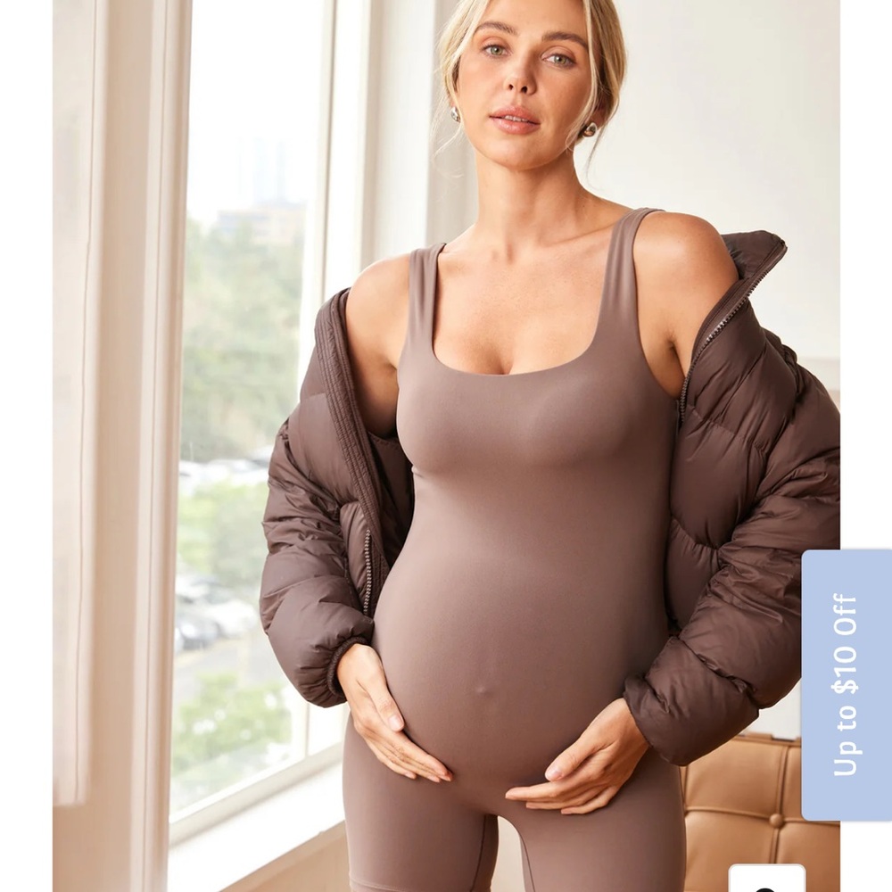 Moma Seamless Maternity Bodysuit - Tan